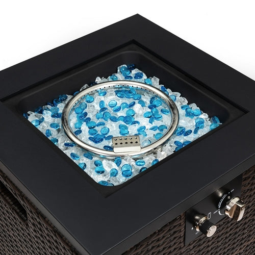 FlameHaven™ Wicker Propane Fire Pit - Premium Outdoor Heater with Glass Wind Guard