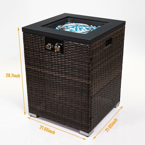 FlameHaven™ Wicker Propane Fire Pit - Premium Outdoor Heater with Glass Wind Guard