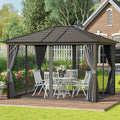 Premium 12x10ft Steel Hardtop Gazebo - Luxury Outdoor Shelter & Hot Tub Enclosure