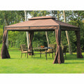 10x13ft Double-Tiered Gazebo with Privacy Curtains - Premium Hot Tub Enclosure