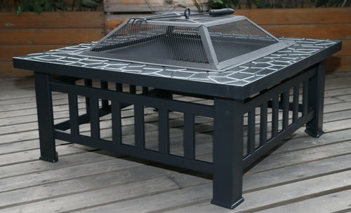 18" Square Metal Fire Pit – Outdoor Wood Burning Heater