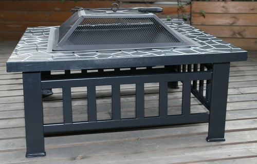 18" Square Metal Fire Pit – Outdoor Wood Burning Heater